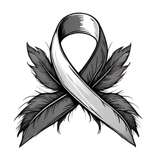 Cancer Ribbon Made Of Feathers