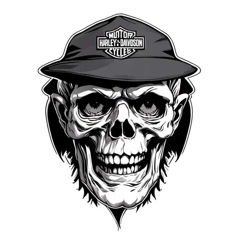 Dead Grandpa With Harley Davidson Motorcycle