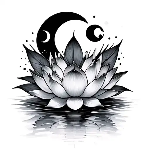 Lotus Flower With Moon Phases