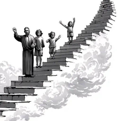 Stairs To Heaven Waving Dad Waving Goodbye To 3 Kids