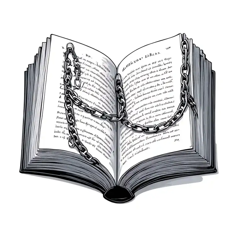 Morally Gray Chains Wrapped Book Open Book With Pages