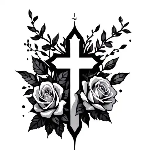 Negative Space Cross With Roses