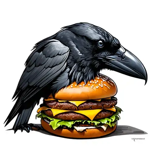 Raven With A Cheeseburger