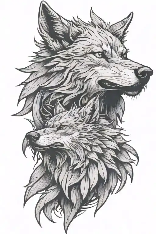 Vicious Wolf With 2 Ravens