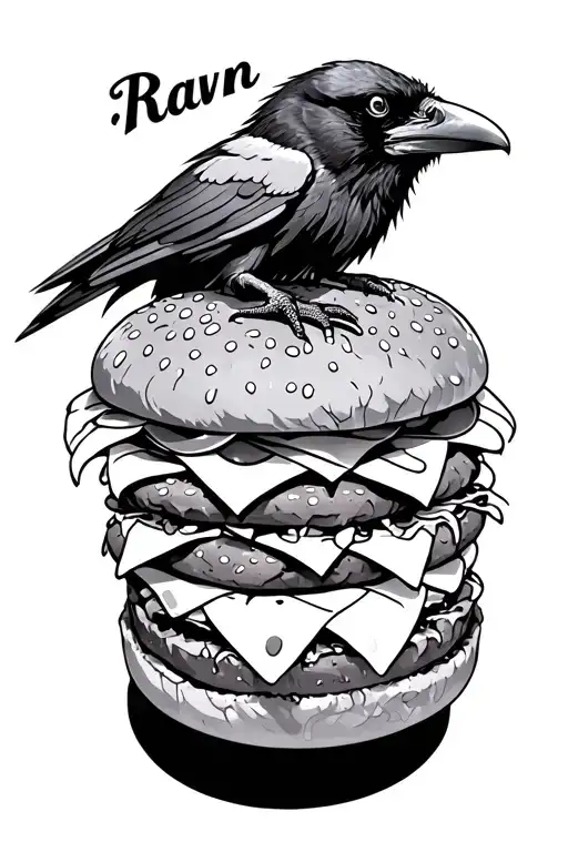 Raven With A Cheeseburger