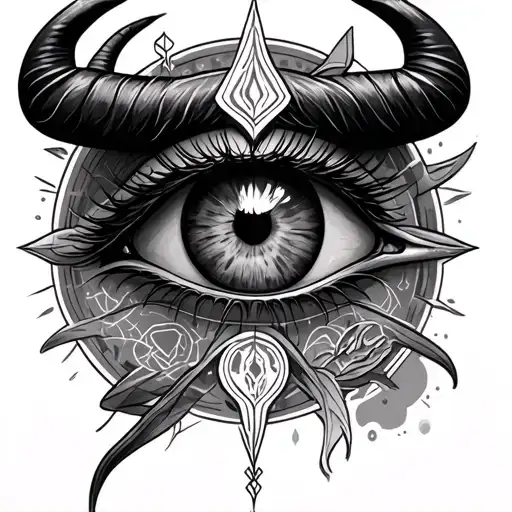 Horos's Eye And Taurus Zodiac Symbol