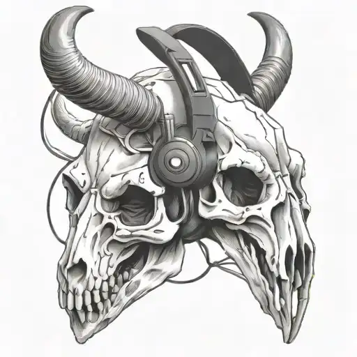 Antelope Skull Wearing Headphones