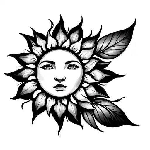 Sun With Lotus And Leo Symbol