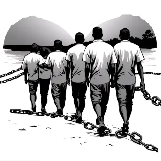 5 Brothers Walking Towards A Sunset With A Linked Chain To Our Feet