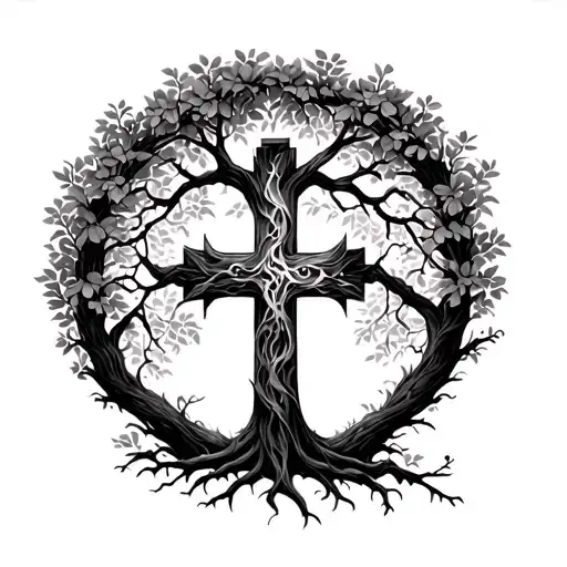 Cross With Cycade Tree