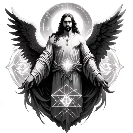 Angel Wings Man And Metatron Cube