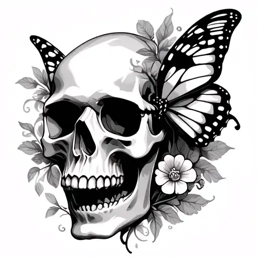 Skull And Butterfly Made
