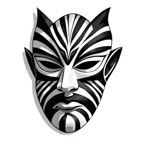 African Tribal Mask With Lokono Patterns Incorporated