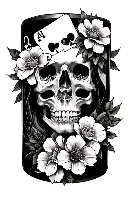 Insuline Vile With Playings Cards And Flower Vine Wrapped