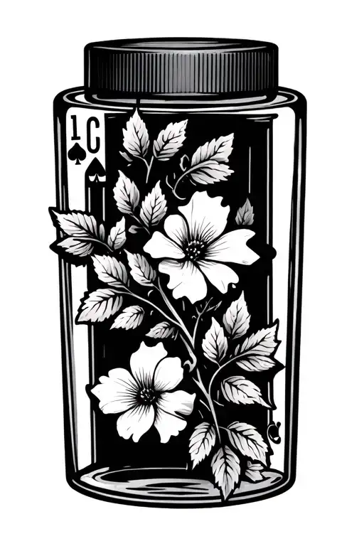 Insuline Vial With Playings Cards And Flower Vine Wrapped