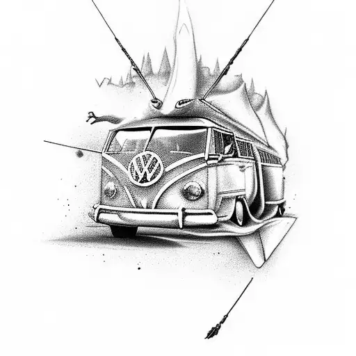Friendly Flying Dragon Holding A Vw T5 Campervan In It's Talons