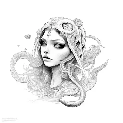 Snake Beautiful Girl Flower