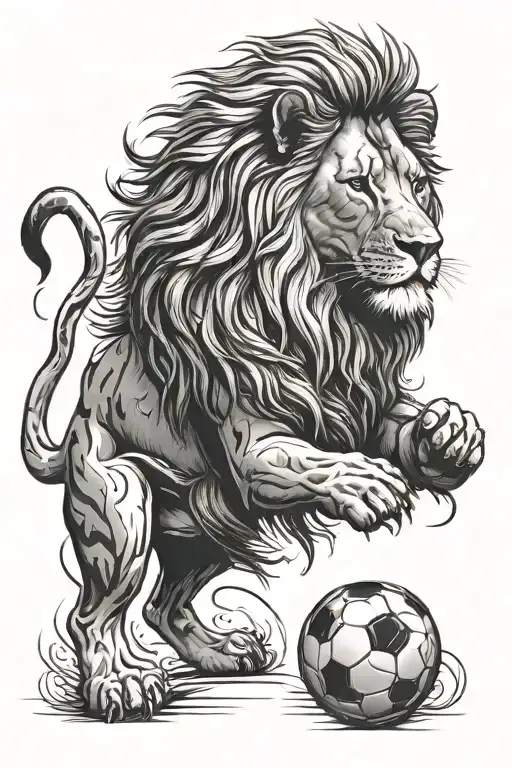 Lion And Soccer Ball