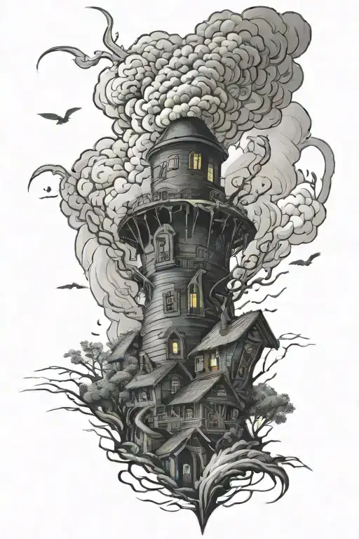 Black Lightning Storm Over Wizard Of Oz Tornado Forming