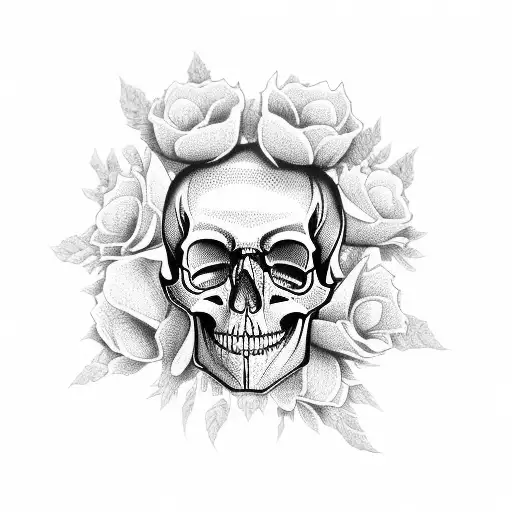 A Skull Made Of Books With Flowers Blooming From Between The Pages