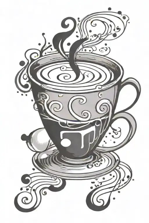 A Minimalist Tattoo Of A Coffee Cup With Musical Notes As Steam