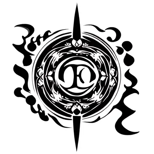 A Kai Zen Japanese Symbol With Cool Designs Around It