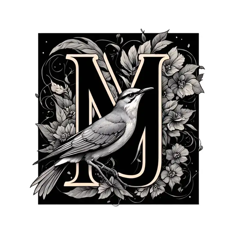Swift Bird Incorporating The Letters M And J Delicate Female