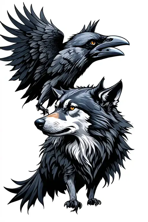 Raven And Wolf Emblem