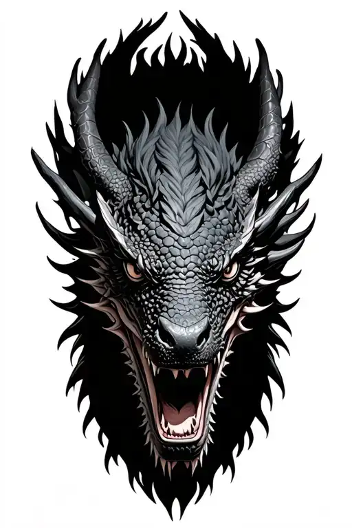 Realistic Statue Head Fight Dragon