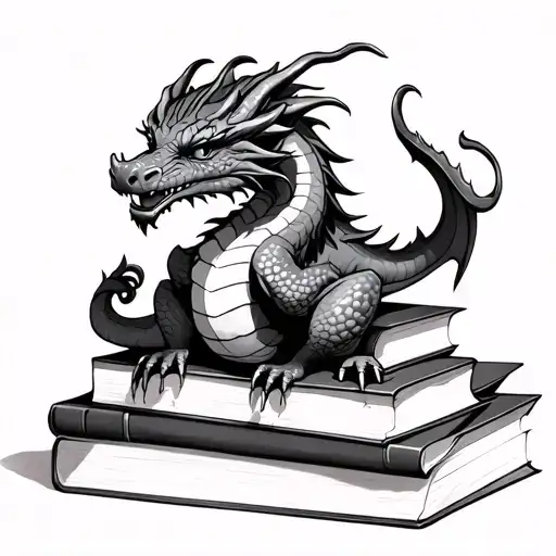 Dragon Sitting On A Stack Of Books