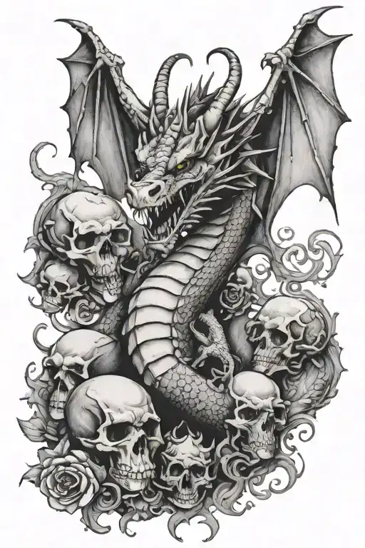 Dragon And Skulls