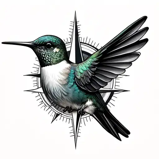A Hummingbird And A Compass Intertwined