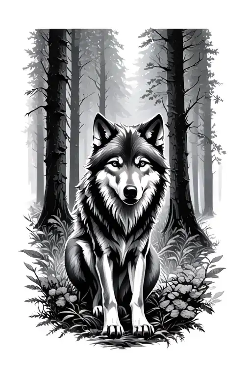 Wolf In A Forest