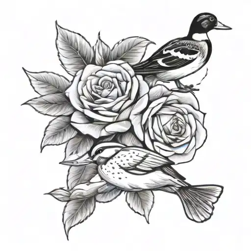 Duck And Lady Bug And Rose