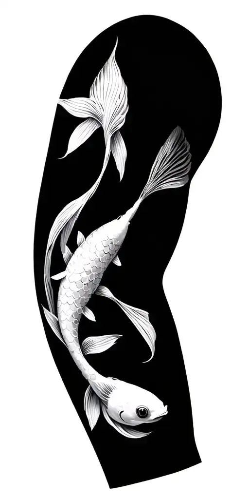 Koi Fish On Arm Sleeve And Background Design