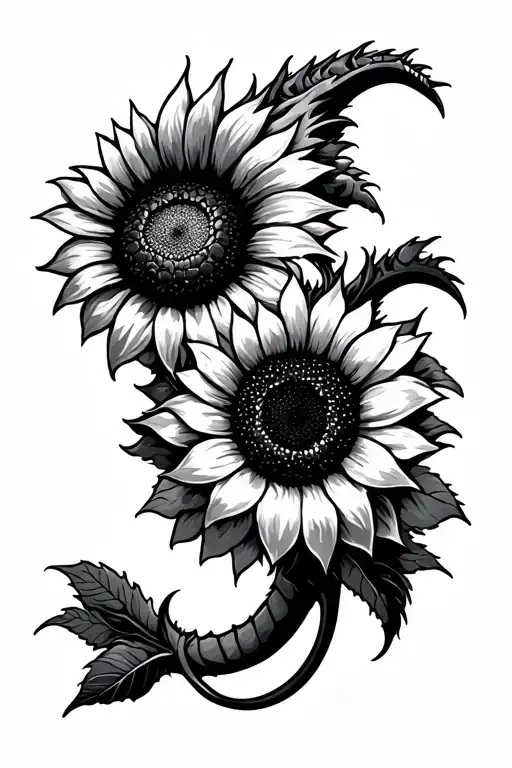 Dragon Tattoo Sunflower Houston Skyline