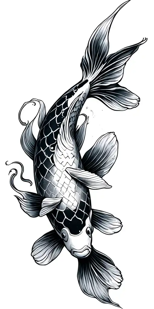 Koi Fish Top Of Arm And A Design Going Down To My Hand