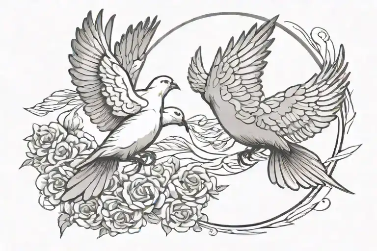 Doves Flying Towards The Sun