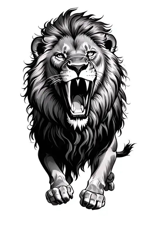 Lion Roaring Fiercely