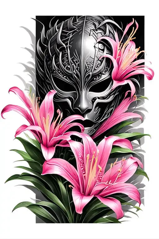 Kanike Mask With Pink Spider Lily