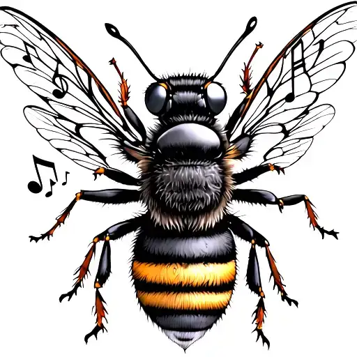 Bee With Musical Notes On The Wings