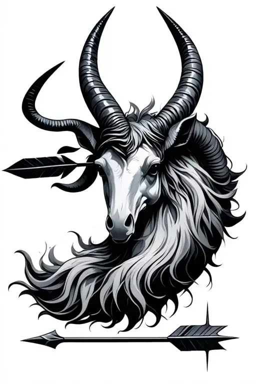 Capricorn Arrow Made With Lines