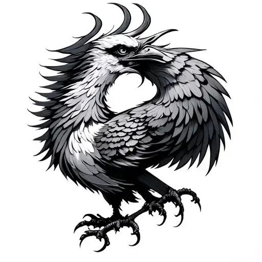 Line Drawing Of A Phoenix Rising