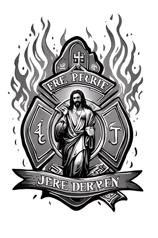 Fire Department And Jesus Cross