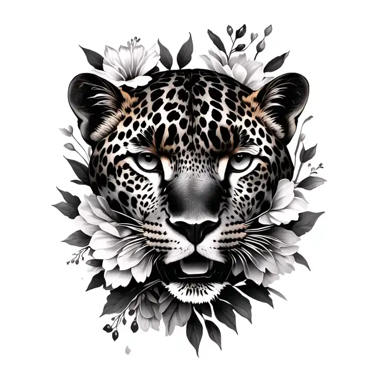 Leopard Print Spots And Flowers Surrounding