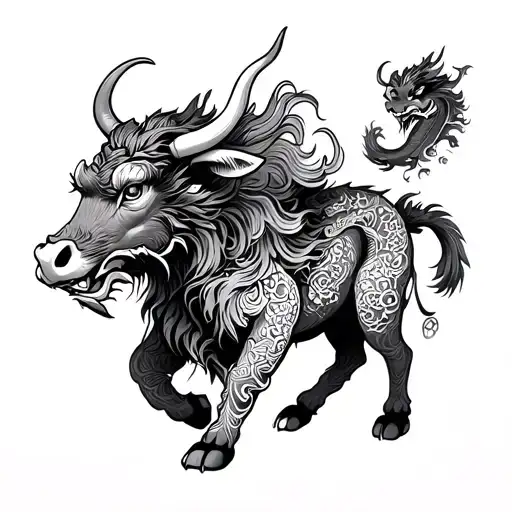Chinese Ox And Chinese Dragon