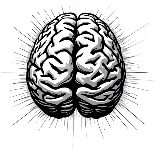 Line Drawing Of A Brain Created From Topographical Contour Lines