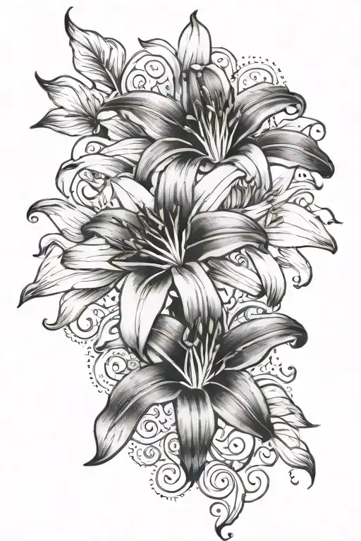 Lily Flowers On The Hand From Wrist To Elbow