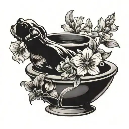 Dog Paw And Primrose Flower And Bowl Of Hygieia