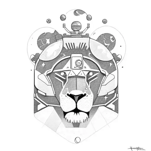 An Astronaut Exploring A Futuristic Lion-shaped Planet